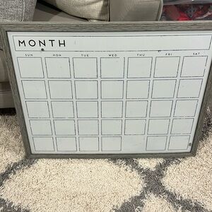 EUC belle mason 23x29 grey framed dry erase calendar